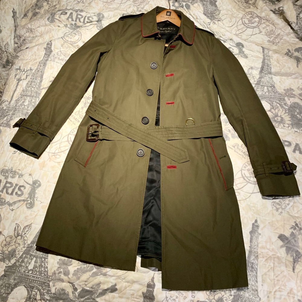 Army green Burberry Heritage Trench Coat